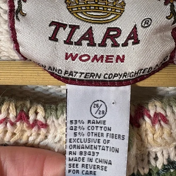 Tiara International | Vintage knit Christmas Cardigan. Size 26. Holiday floral - Picture 10 of 13